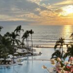 View of Grand Velas Riviera Nayarit at sunset from a balcony