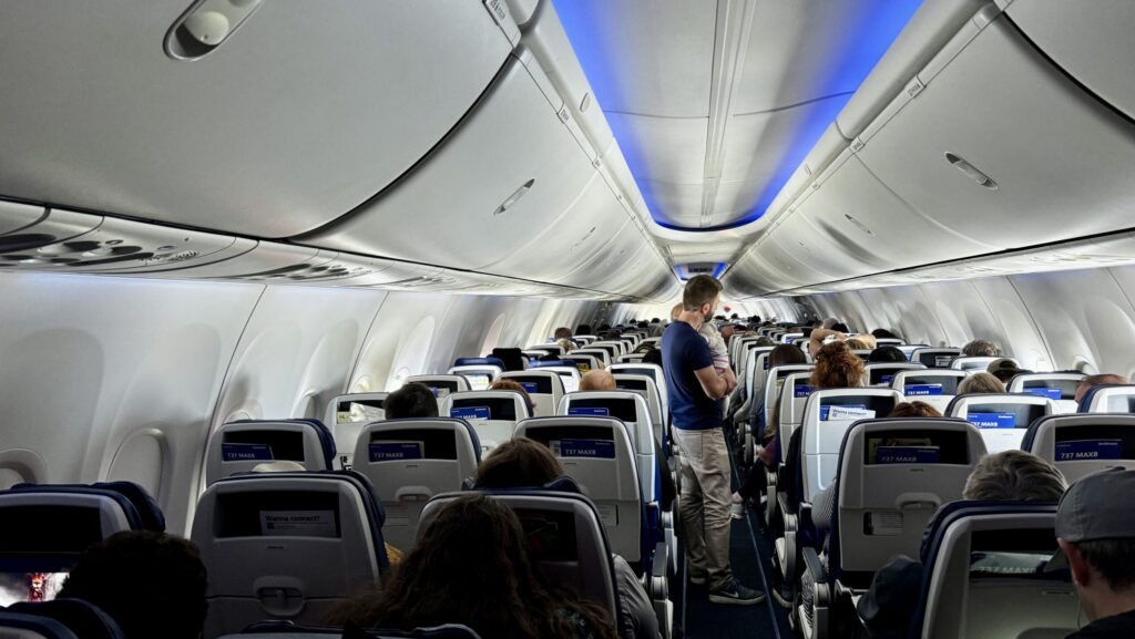 view of interior of Southwest Airlines airplane