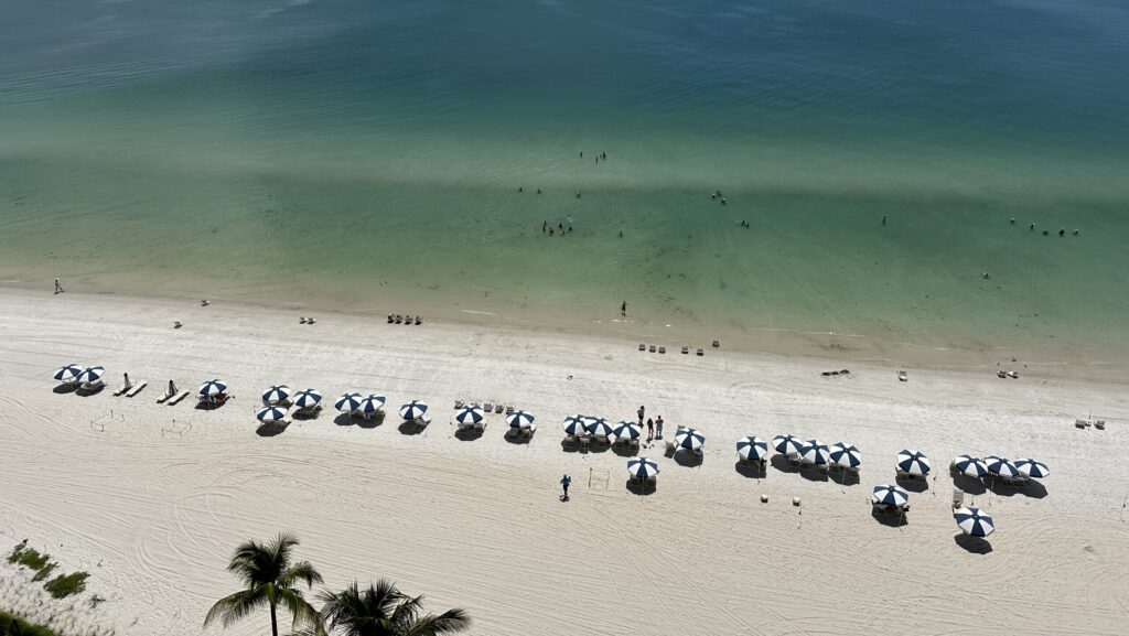 Umbrellas on the beach at LaPlaya Resort in Naples