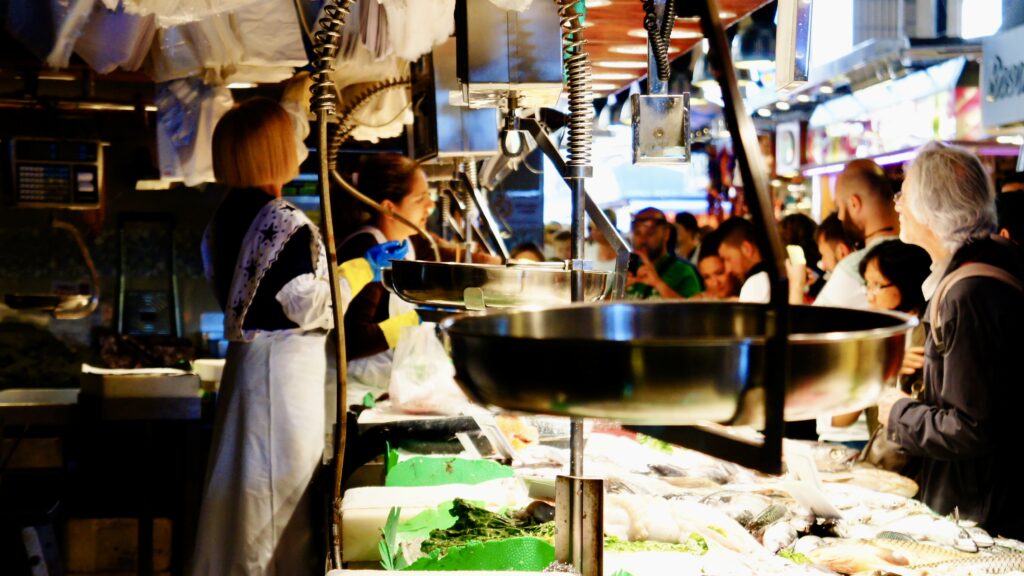 Boqueria market in Barcelona on a food tour of the city