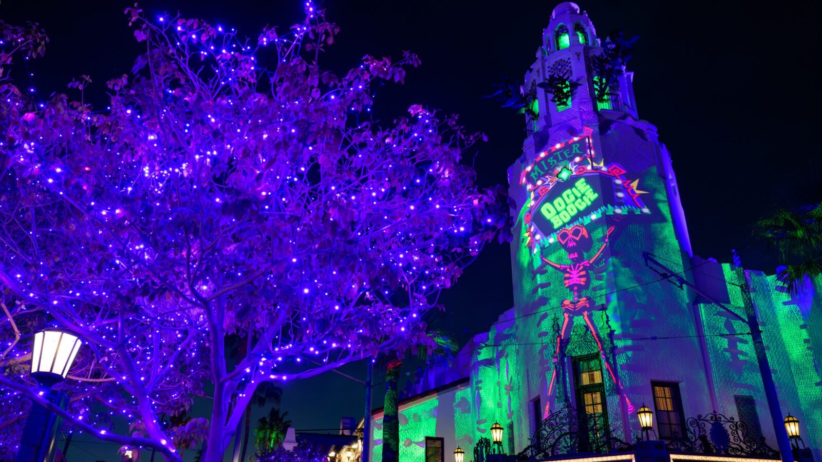 Carthay Circle aglow at Oogie Boogie Bash at Disneyland Resort