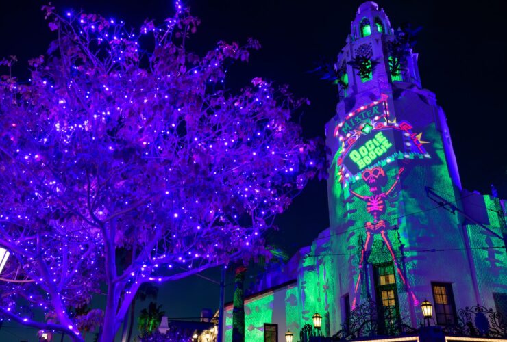 Carthay Circle aglow at Oogie Boogie Bash at Disneyland Resort