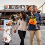 Family visiting Hersheypark for Halloween