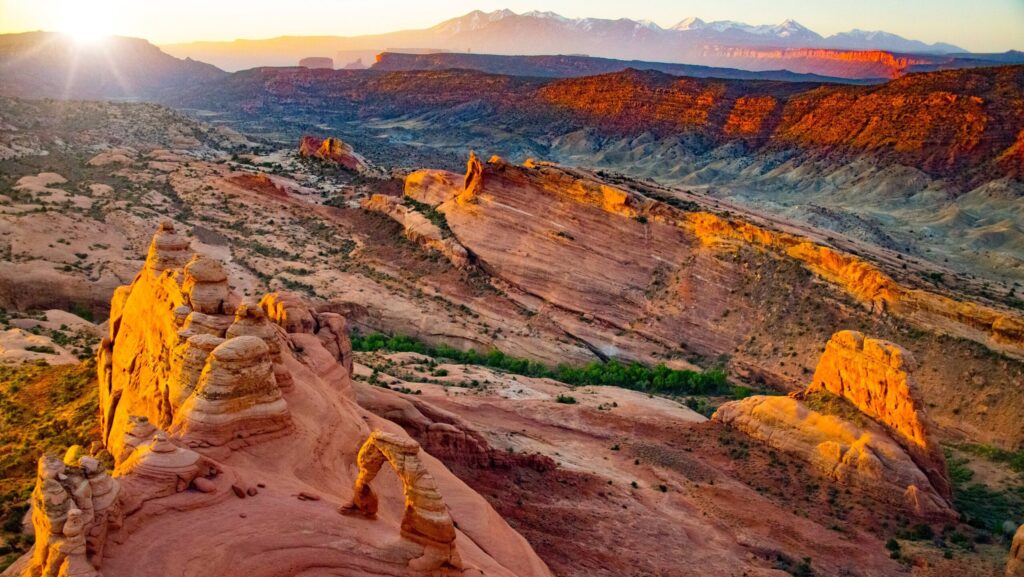 An aerial view of Arches National Park