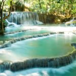 time lapse photo of Kuang Si Falls in Laos