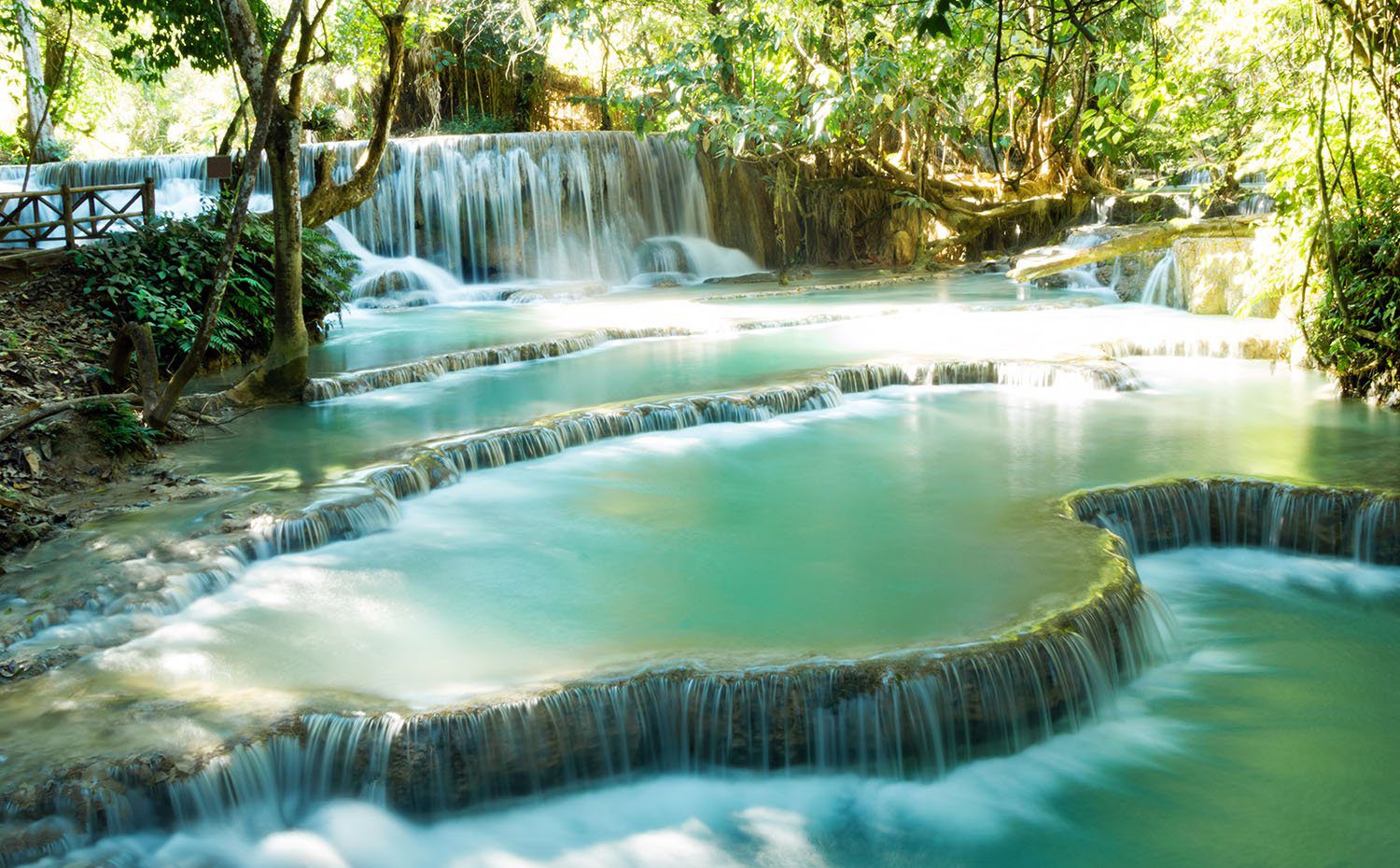 time lapse photo of Kuang Si Falls in Laos