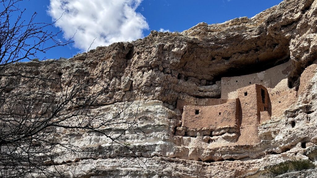 view of cliff dwellings at Montezuma Castle in Arizona