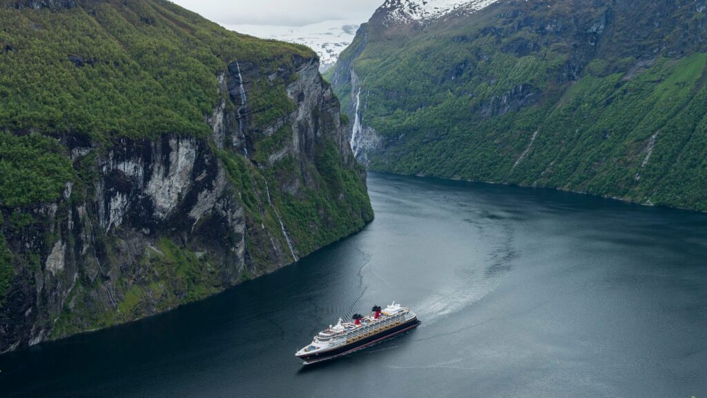 Disney Cruise ship sailing in Norway