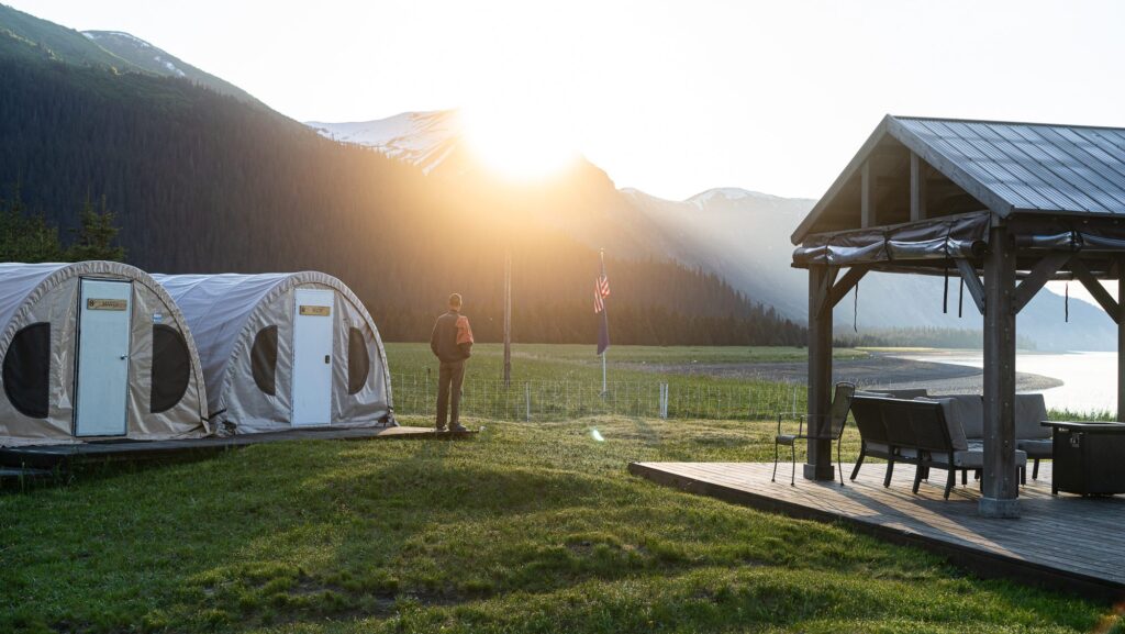 Sunrise from Bear Camp, located on a private homestead beside Lake Clark National Park