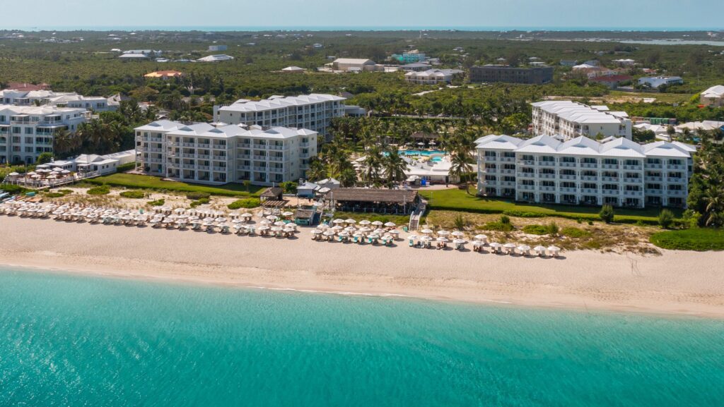 Aerial view of Alexandra Resort on Grace Bay Beach