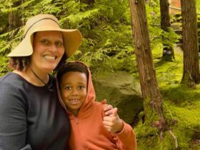 Sheeka Sanahori and son at Portland's Japanese Gardens