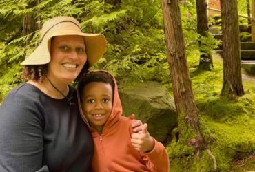 Sheeka Sanahori and son at Portland's Japanese Gardens