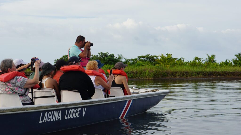 Guide Victor leading a wildlife boat tour in Costa Rica