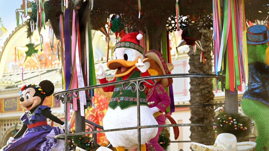 Donald Duck celebrating ‘Disney ¡Viva Navidad!’ during the holidays at Disneyland