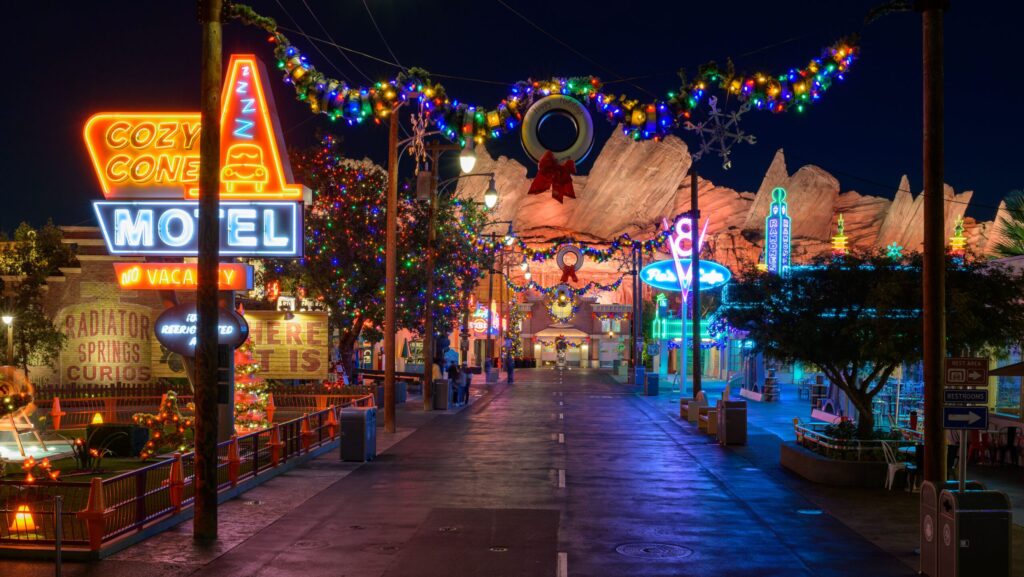 Cars Land during the holidays at Disneyland