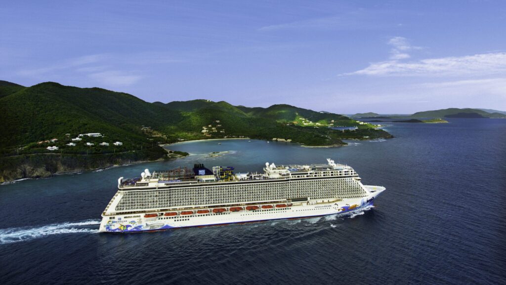 Cruise ship sailing around the Caribbeam