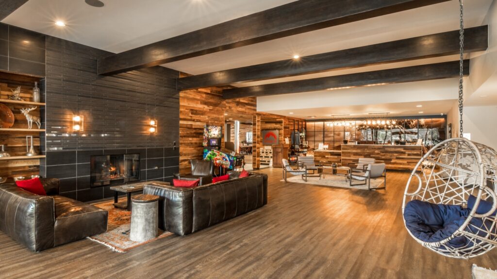 The lobby has a mountain atmosphere at the Holiday Inn Estes Park