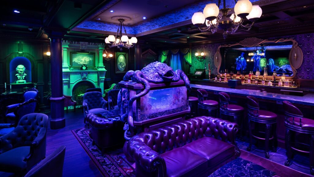 Inside the Haunted Mansion Parlor on the Disney Treasure