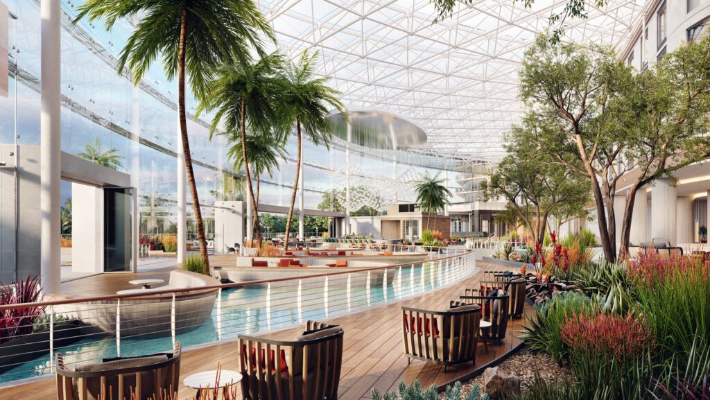 A rendering of the atrium at Gaylord Pacific Resort