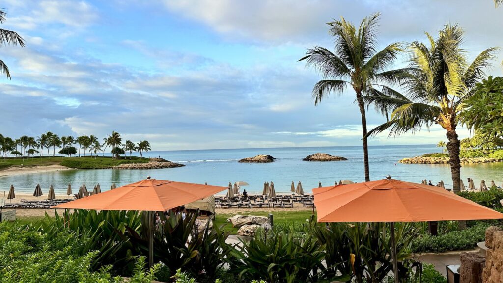 View of Aulani's beach and small protected bay