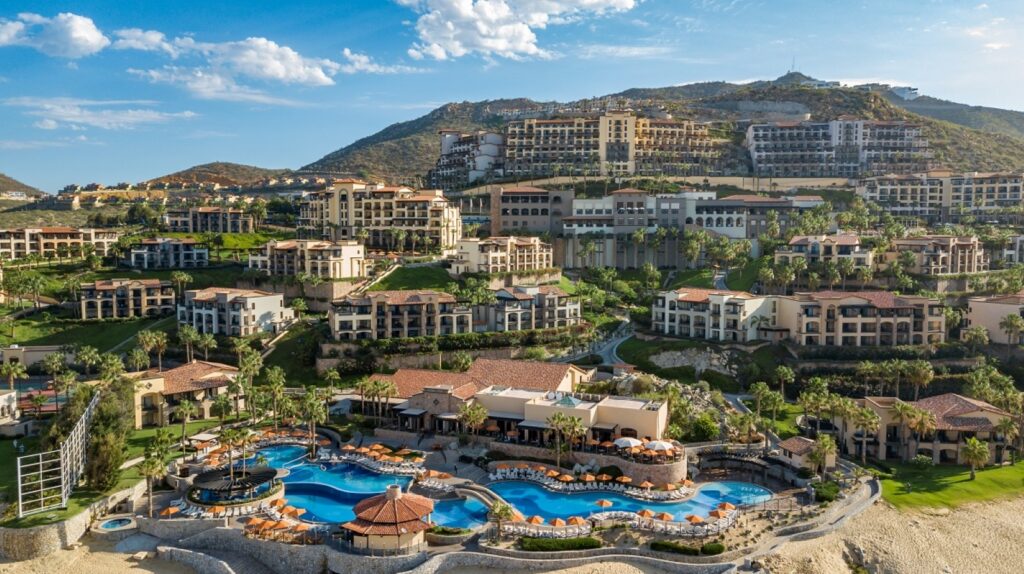 An aerial view of Pueblo Bonito Sunset Beach Golf and Spa Resort 