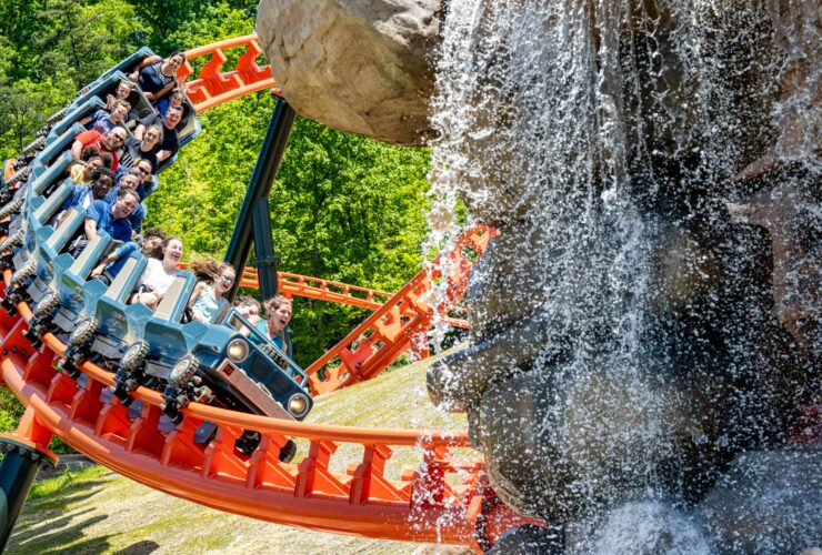 Riders on Big Bear Mountain rollercoaster at Dollywood