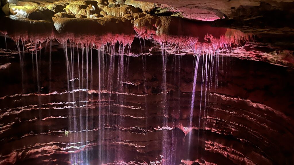 Waterfall room inside Marvel Cave at Silver Dollar City