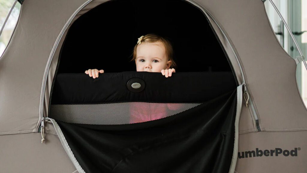 The SlumberPod fits over mini-cribs, pack-and-plays, and air mattresses (Photo: SlumberPod)