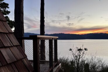 sunset view from the A-Frame at Marconi Lodge