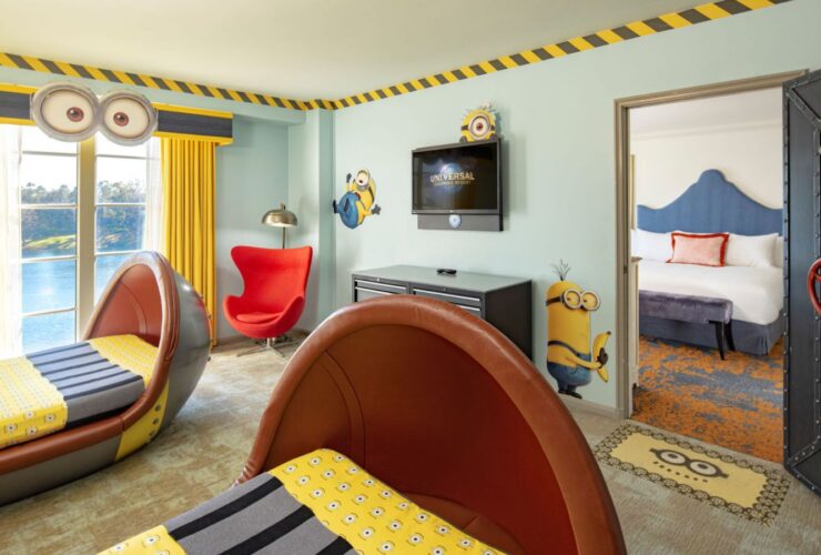 Missile-Shaped Beds in the Despicable Me Kid's Suite at Loews Portofino Bay Hotel in Orlando, Florida