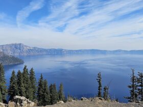 View of Crater Lake from Discovery Point Overlook at Crater Lake National Par