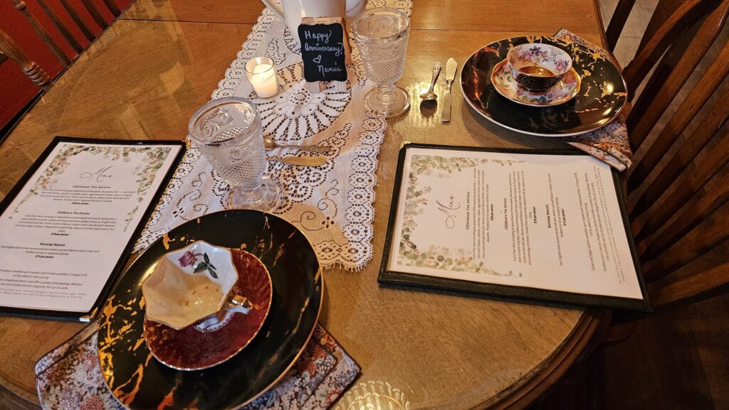 table at Nana's Tea Room, Klamath Falls