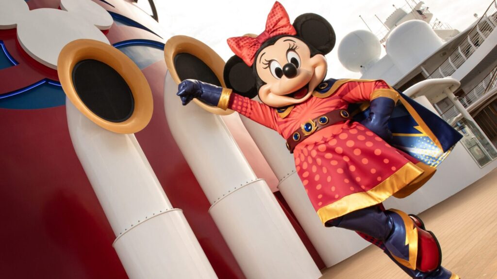Minnie Mouse dressed in a hero costume