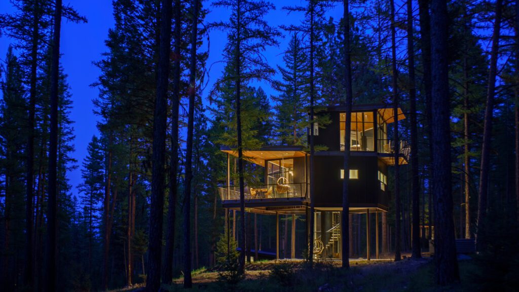 Couples can stay in the Tree Haus at the adults-only Green O resort in Montana.