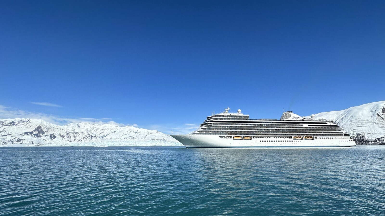 Cruise ship near a glacier in Alaska