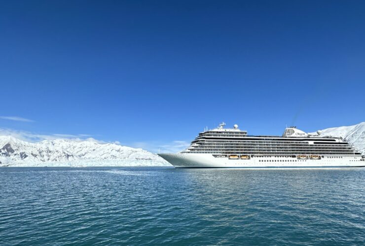 Cruise ship near a glacier in Alaska