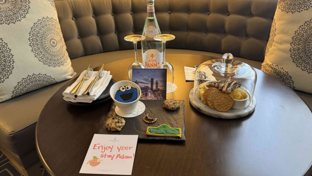 cookies and snacks at check in at the Four Seasons Atlanta
