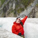 Megan in a crevasse of a glacier