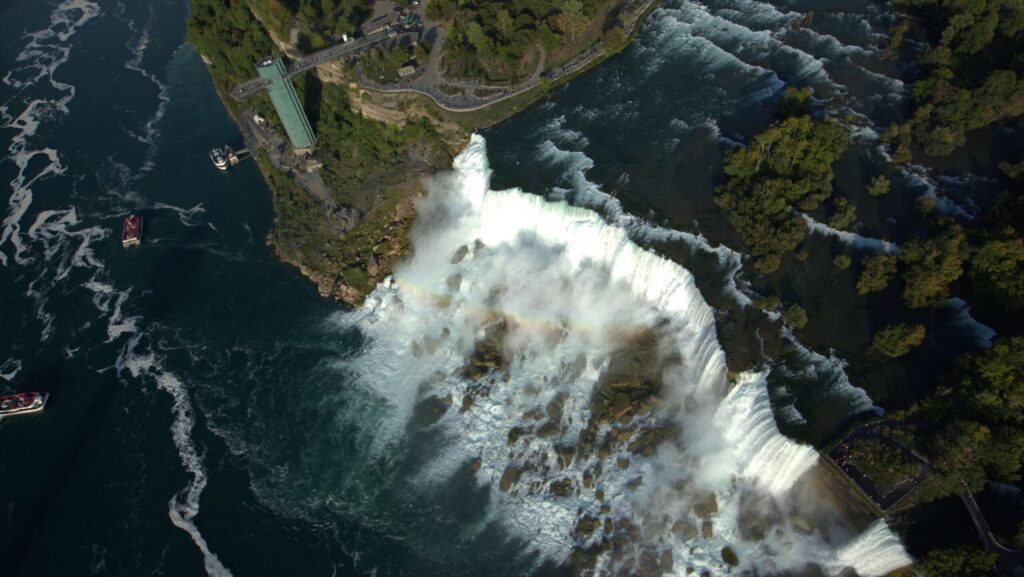 An aerial view of the American side of Niagara Falls