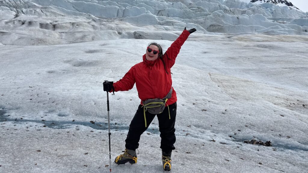 Megan standing on the Mendenhall Glacier