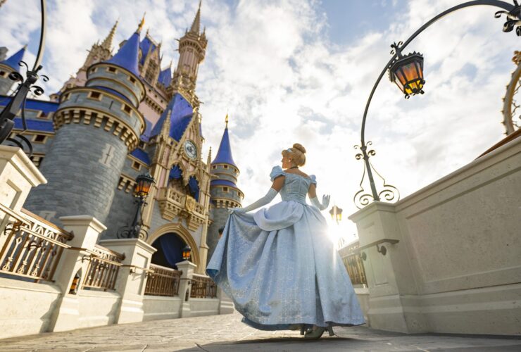 Cinderella walking towards her castle at Magic Kingdom