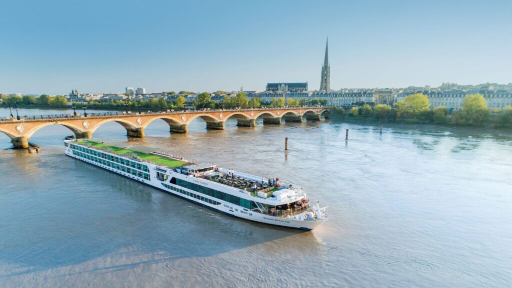 Scenic river cruise sailing through France