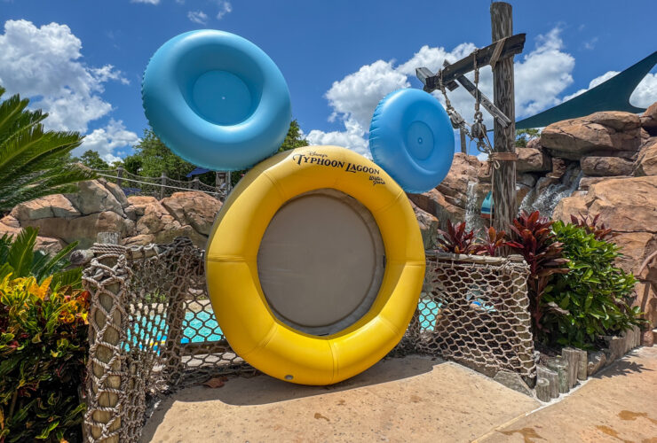 Rafts in the shape of a Mickey Mouse head at Typhoon Lagoon water park at Disney World