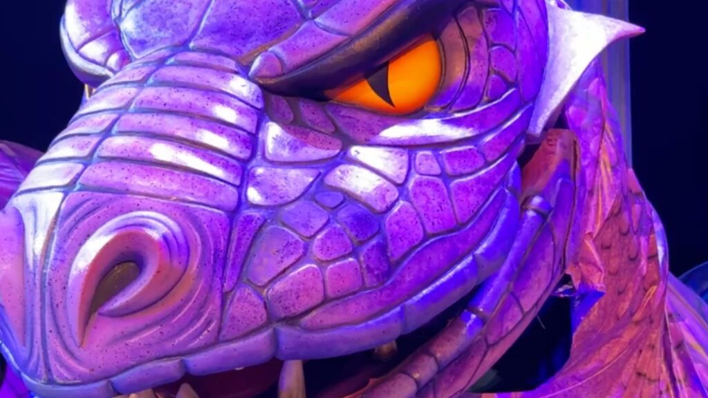 Close-up look at one of the three hydra heads in Hercules on the Disney Destiny (Photo: Josh Roberts)