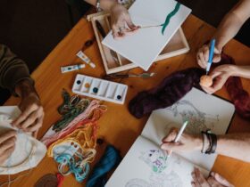 People doing relaxing crafts and art at Hemlock Neversink
