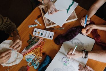 People doing relaxing crafts and art at Hemlock Neversink