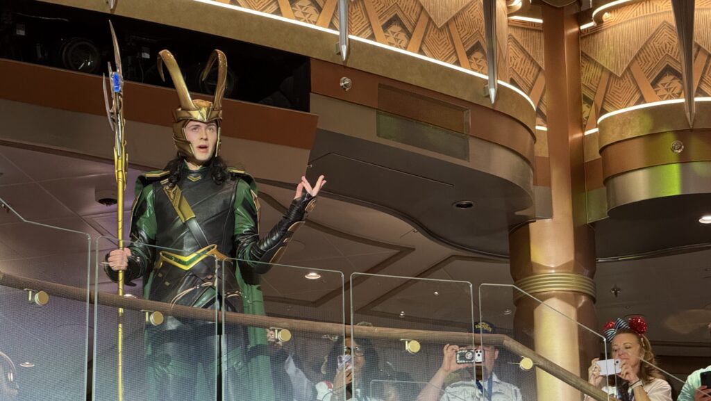 Loki taking over the Grand Hall on the Disney Destiny