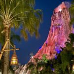 Lit up for night, Krakatau Volcano at Volcano Bay Nights