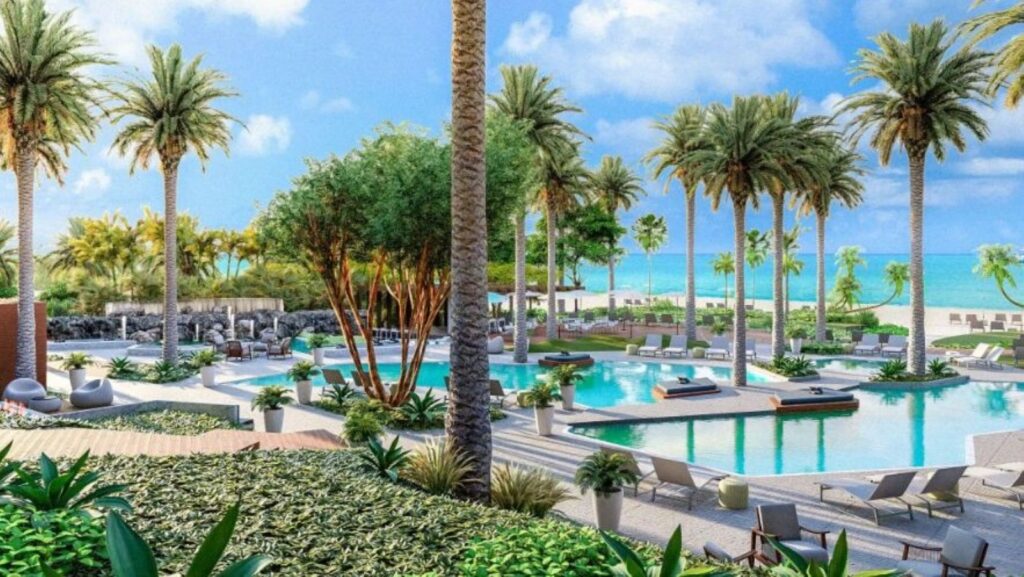 A rendering of a pool area at Andaz Turks & Caicos at Grace Bay
