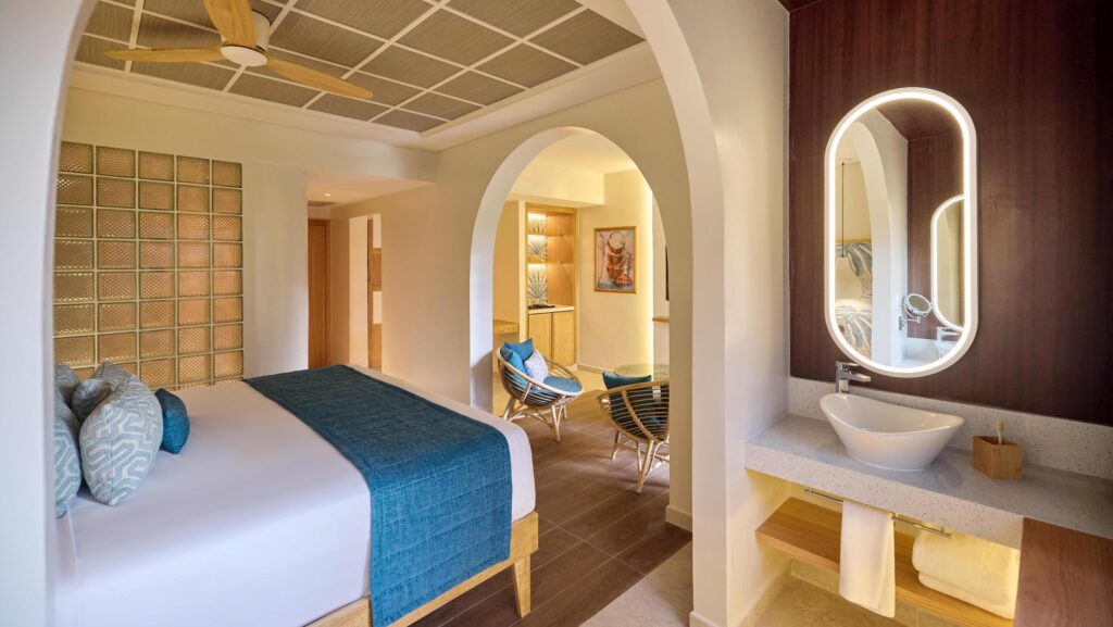 The interior of a redone guest room at Club Med Punta Cana